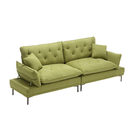 Canapé causeuse en lin Olive Modern 102.36 avec accoudoirs réglables et coussins capitonnés pour le salon