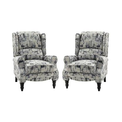 Fauteuil inclinable manuel classique rembourré Olympus avec pieds en bois massif, lot de 2 par HULALA HOME