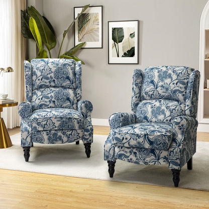 Fauteuil inclinable manuel classique rembourré Olympus avec pieds en bois massif, lot de 2 par HULALA HOME