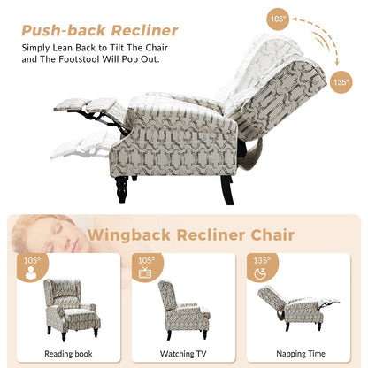 Fauteuil inclinable manuel classique rembourré Olympus avec pieds en bois massif, lot de 2 par HULALA HOME
