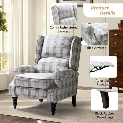 Fauteuil inclinable manuel classique rembourré Olympus avec pieds en bois massif, lot de 2 par HULALA HOME