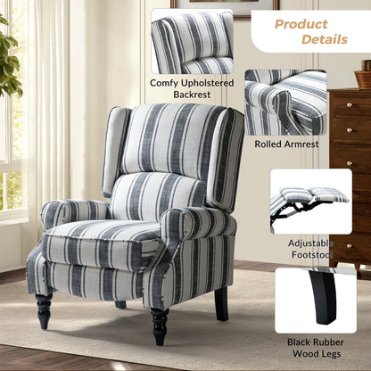 Fauteuil inclinable manuel classique rembourré Olympus avec pieds en bois massif, lot de 2 par HULALA HOME
