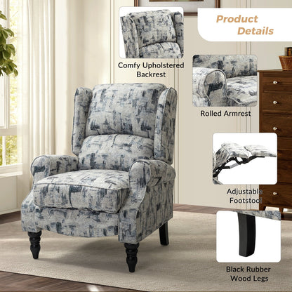 Fauteuil inclinable manuel classique rembourré Olympus avec pieds en bois massif, lot de 2 par HULALA HOME