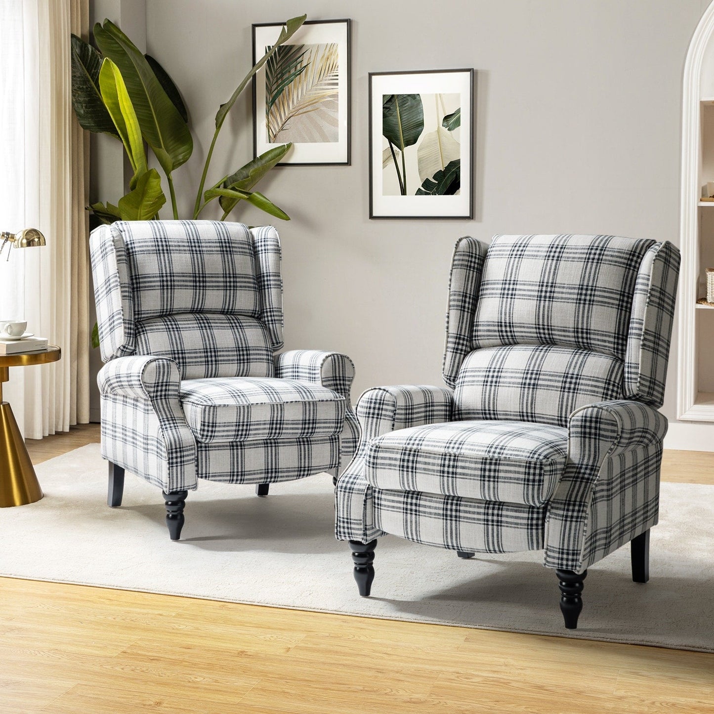 Fauteuil inclinable manuel classique rembourré Olympus avec pieds en bois massif, lot de 2 par HULALA HOME