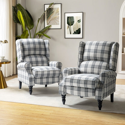 Fauteuil inclinable manuel classique rembourré Olympus avec pieds en bois massif, lot de 2 par HULALA HOME