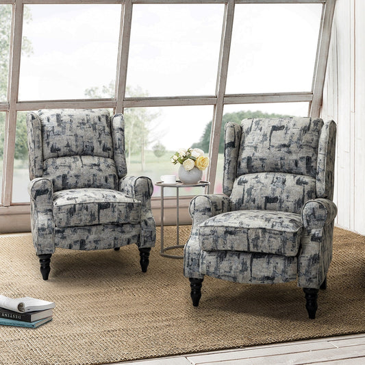 Fauteuil inclinable manuel classique rembourré Olympus avec pieds en bois massif, lot de 2 par HULALA HOME