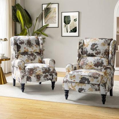 Fauteuil inclinable manuel classique rembourré Olympus avec pieds en bois massif, lot de 2 par HULALA HOME