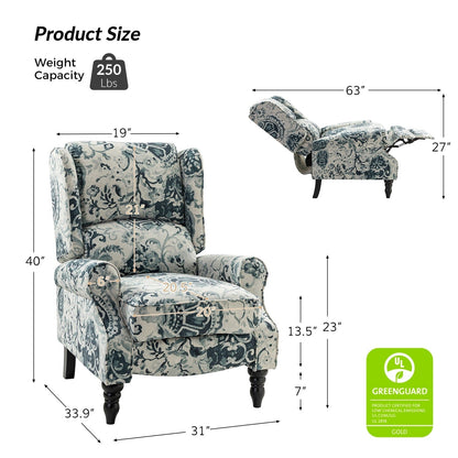 Fauteuil inclinable manuel classique rembourré Olympus avec pieds en bois massif, lot de 2 par HULALA HOME