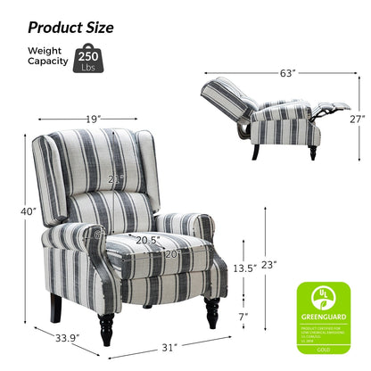 Fauteuil inclinable manuel classique rembourré Olympus avec pieds en bois massif, lot de 2 par HULALA HOME
