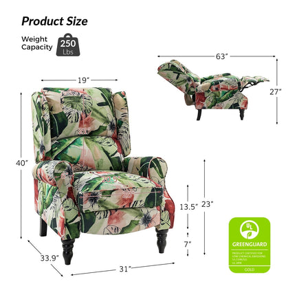 Fauteuil inclinable manuel classique rembourré Olympus avec pieds en bois massif, lot de 2 par HULALA HOME