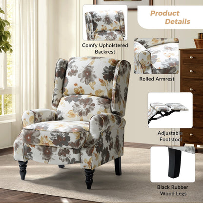 Fauteuil inclinable manuel classique rembourré Olympus avec pieds en bois massif par HULALA HOME