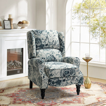 Fauteuil inclinable manuel classique rembourré Olympus avec pieds en bois massif par HULALA HOME