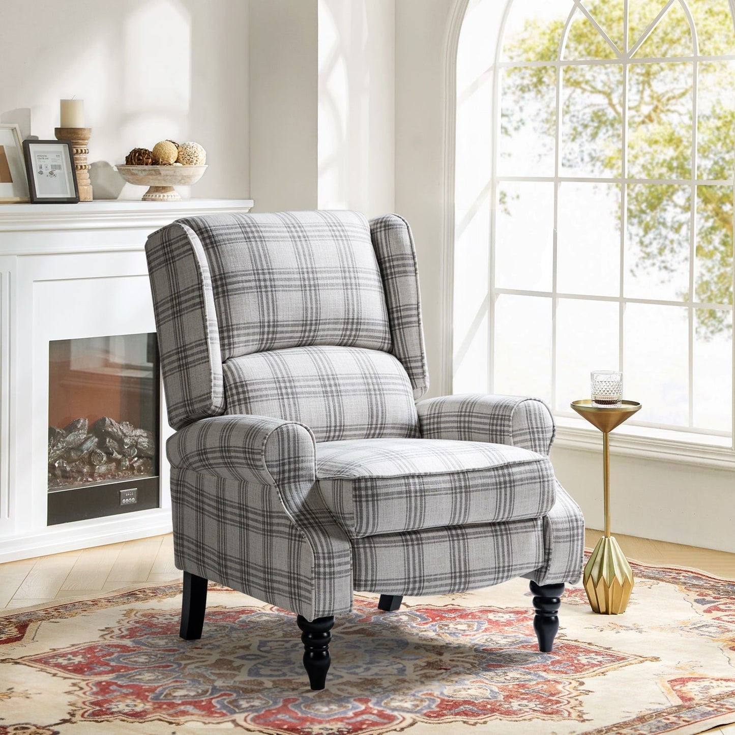 Fauteuil inclinable manuel classique rembourré Olympus avec pieds en bois massif par HULALA HOME