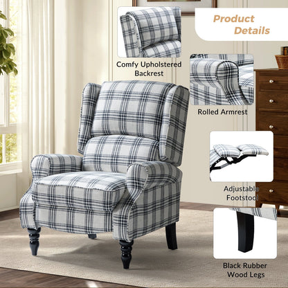 Fauteuil inclinable manuel classique rembourré Olympus avec pieds en bois massif par HULALA HOME