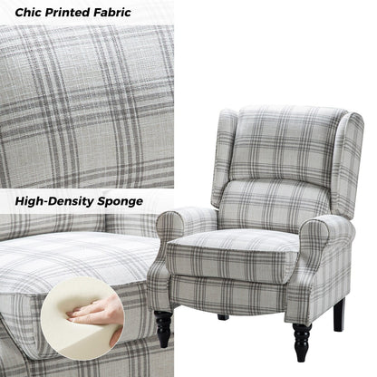 Fauteuil inclinable manuel classique rembourré Olympus avec pieds en bois massif par HULALA HOME
