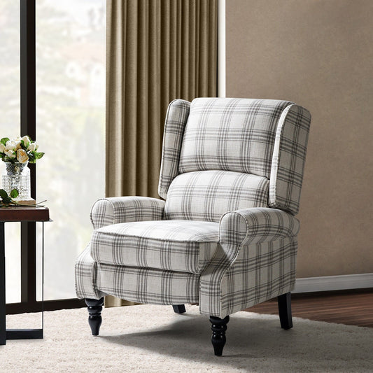 Fauteuil inclinable manuel classique rembourré Olympus avec pieds en bois massif par HULALA HOME