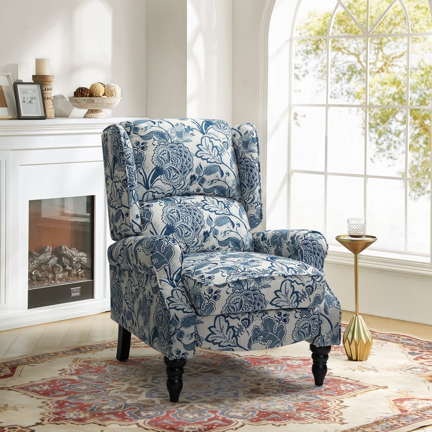 Fauteuil inclinable manuel classique rembourré Olympus avec pieds en bois massif par HULALA HOME