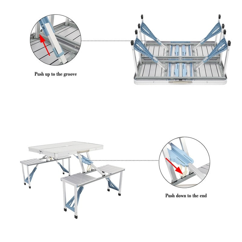 Table et chaise de camping pliantes monobloc en alliage d'aluminium