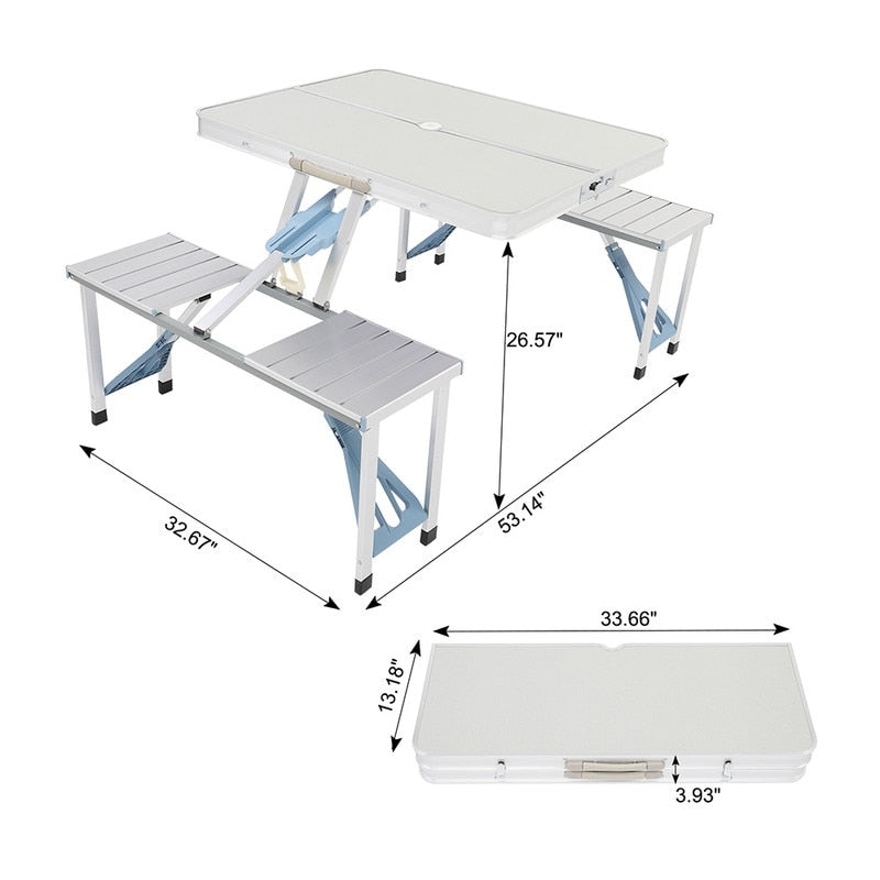 Table et chaise de camping pliantes monobloc en alliage d'aluminium