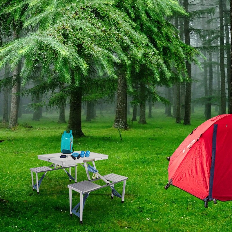Table et chaise de camping pliantes monobloc en alliage d'aluminium
