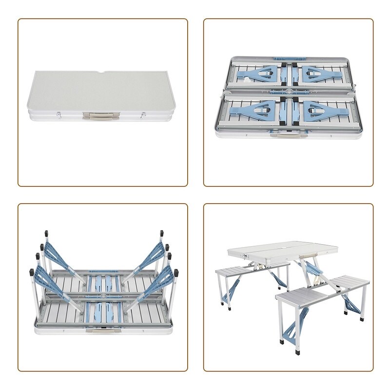 Table et chaise de camping pliantes monobloc en alliage d'aluminium