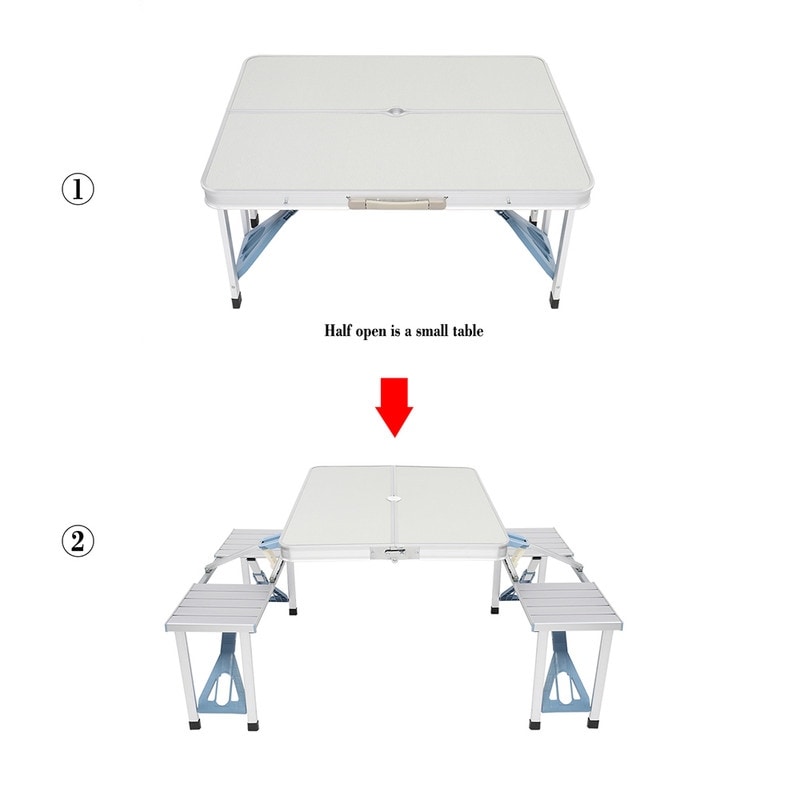 Table et chaise de camping pliantes monobloc en alliage d'aluminium