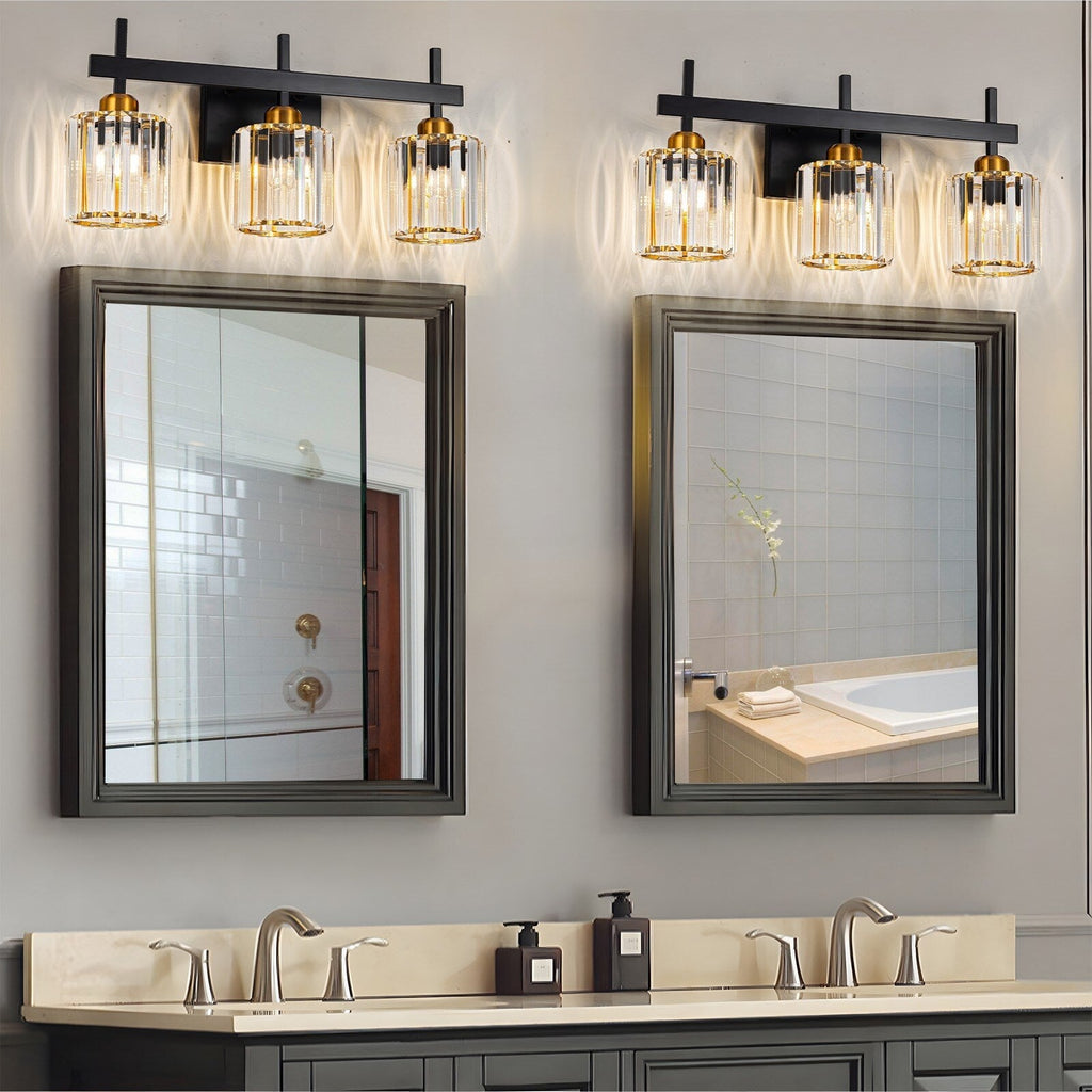 Luminaires de salle de bain modernes à 3, 4 ou 5 lumières en cristal à intensité variable, pour miroir