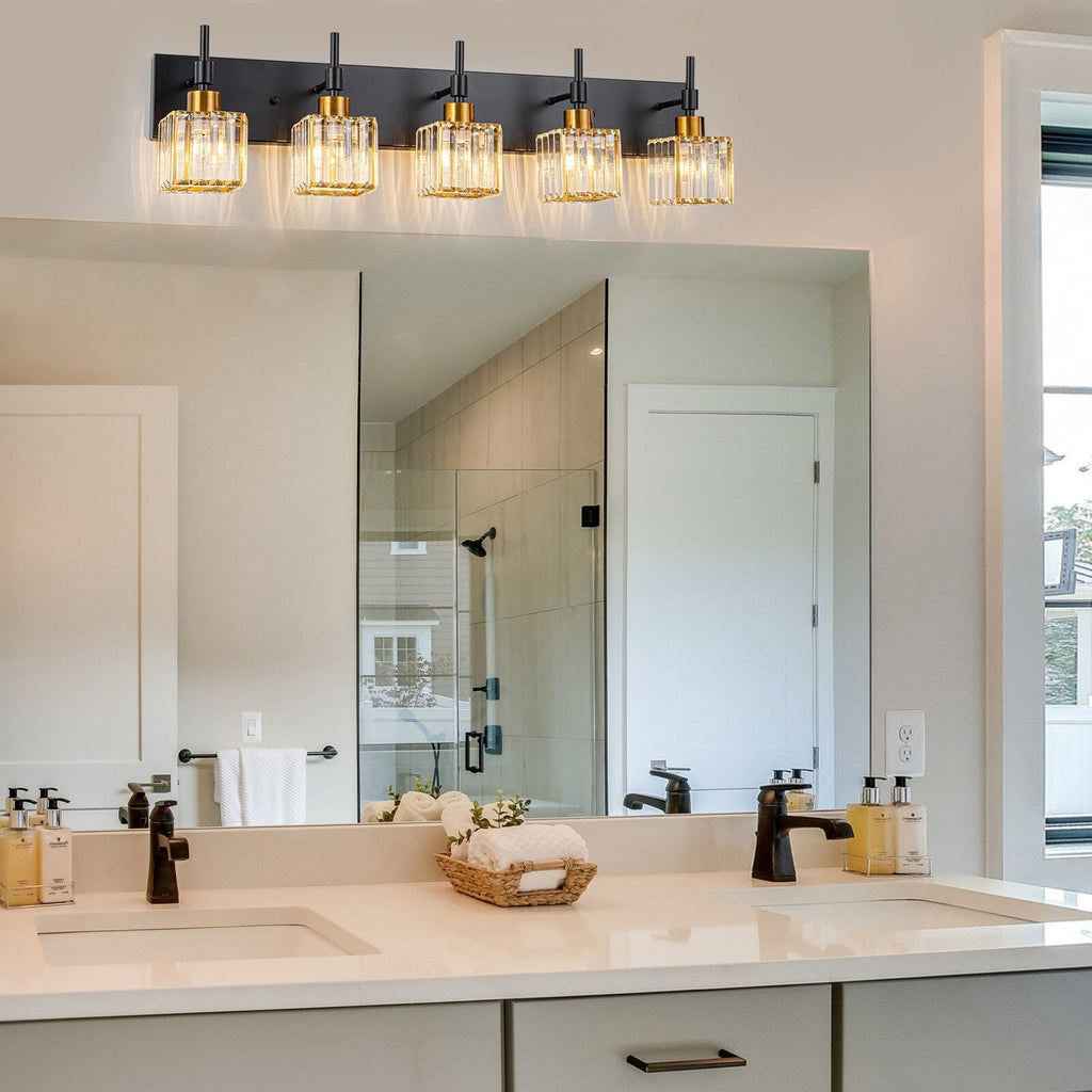 Luminaires de salle de bain Ora Modern en cristal à intensité variable sur miroir Glam Vanity Lights