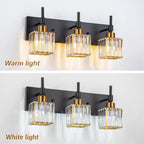 Luminaires de salle de bain Ora Modern en cristal à intensité variable sur miroir Glam Vanity Lights