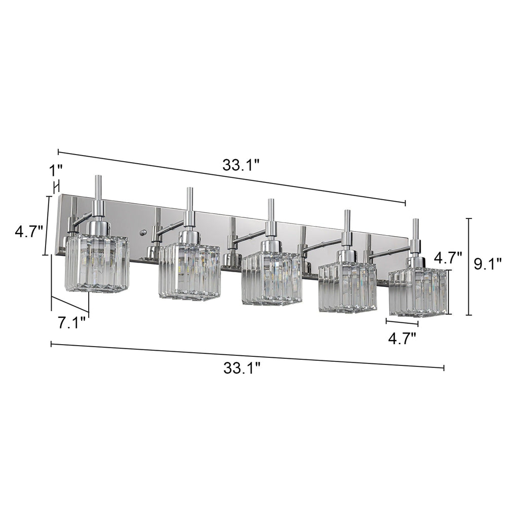 Luminaires de salle de bain Ora Modern en cristal à intensité variable sur miroir Glam Vanity Lights