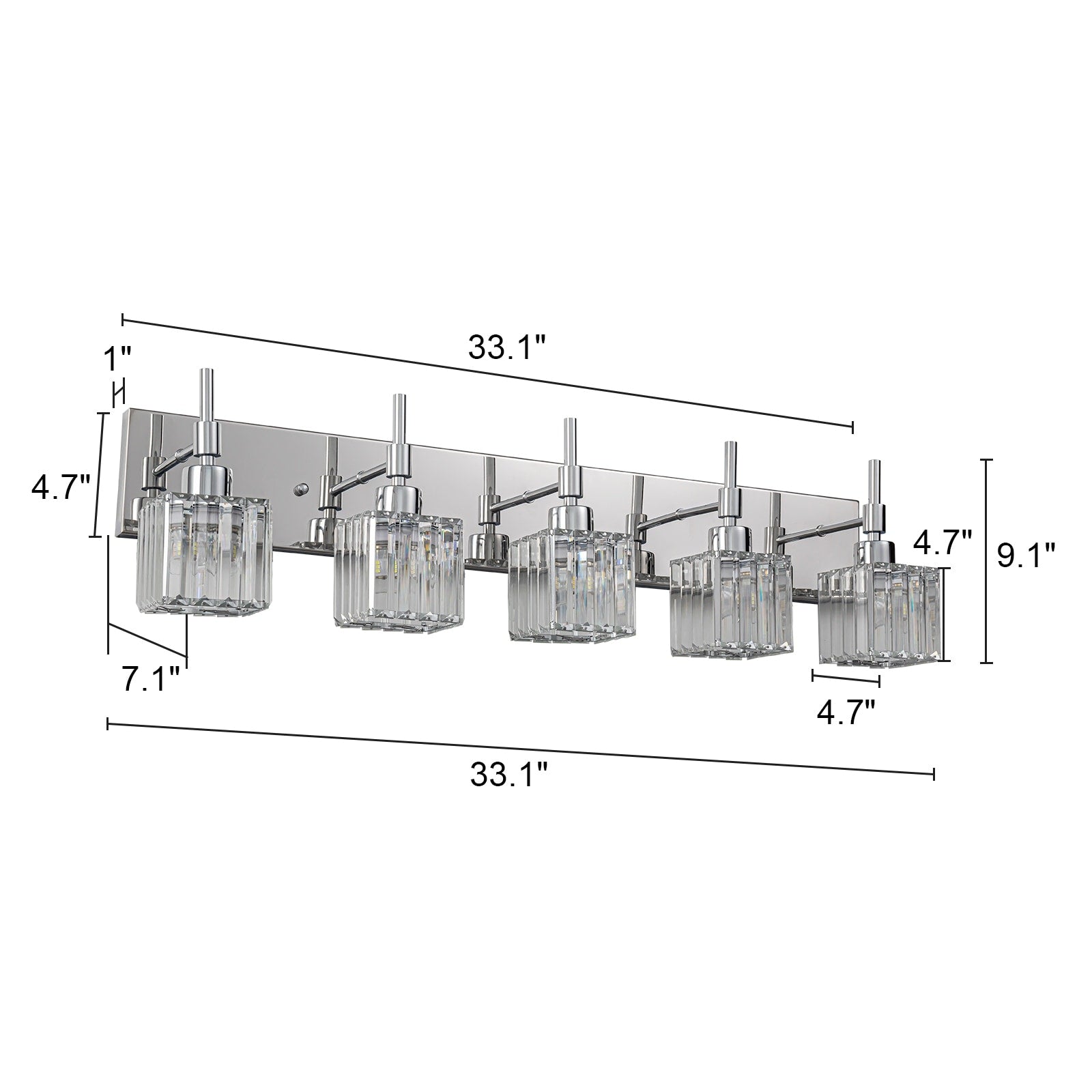 Luminaires de salle de bain Ora Modern en cristal à intensité variable sur miroir Glam Vanity Lights