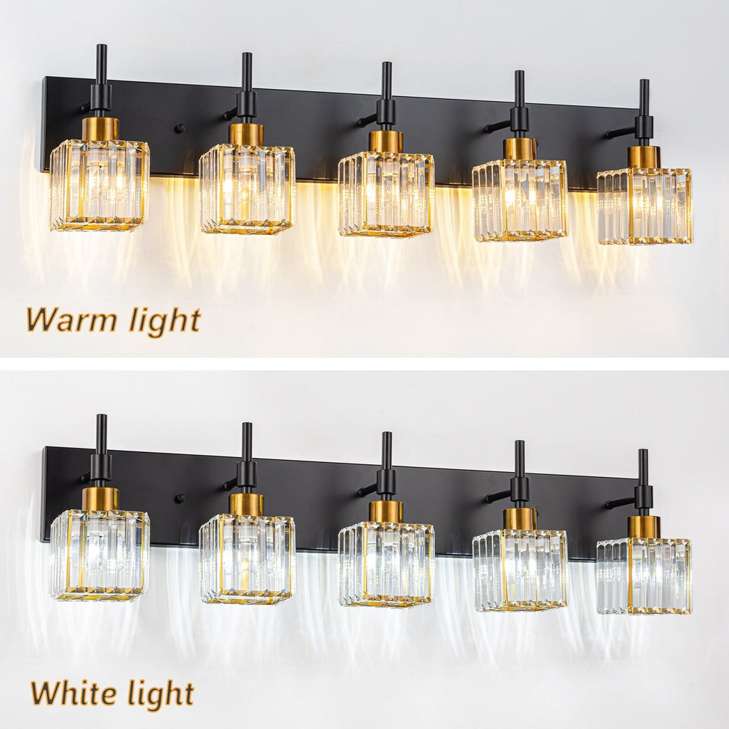 Luminaires de salle de bain Ora Modern en cristal à intensité variable sur miroir Glam Vanity Lights