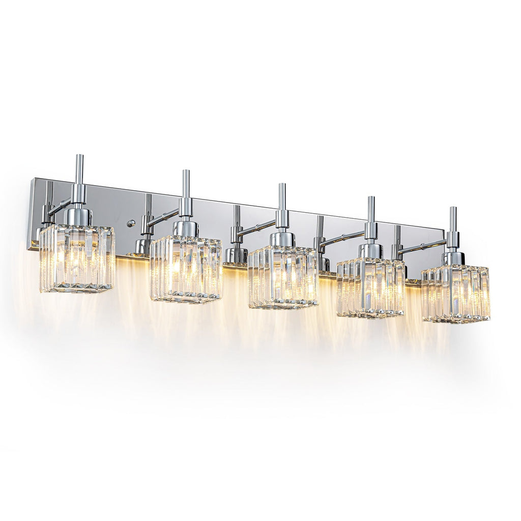 Luminaires de salle de bain Ora Modern en cristal à intensité variable sur miroir Glam Vanity Lights