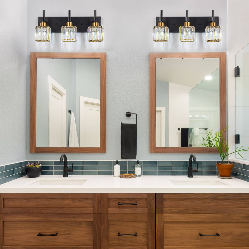 Luminaires de salle de bain Ora Modern en cristal à intensité variable sur miroir Glam Vanity Lights