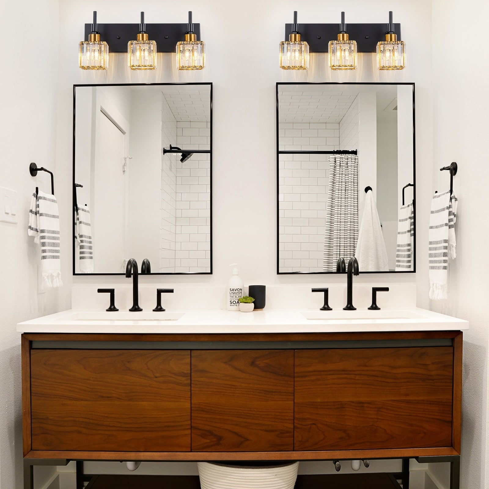 Luminaires de salle de bain Ora Modern en cristal à intensité variable sur miroir Glam Vanity Lights