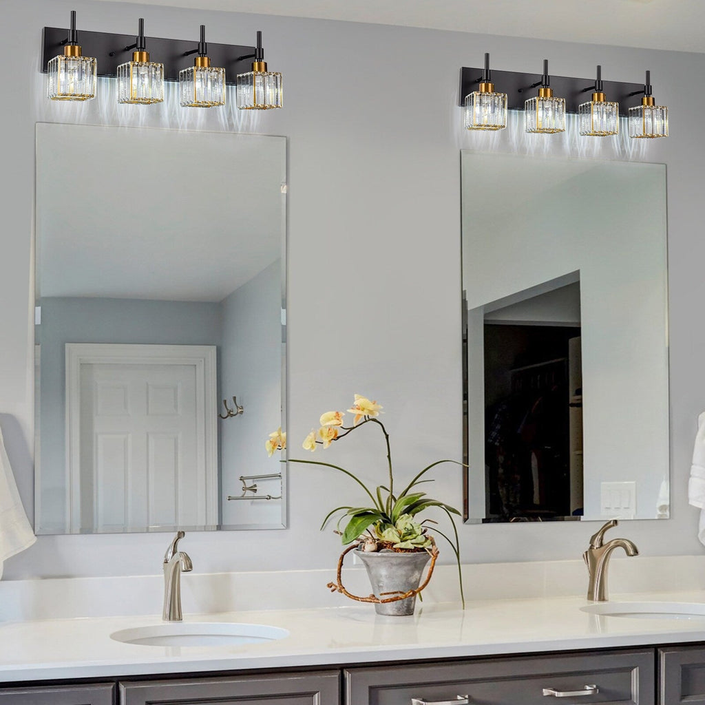 Luminaires de salle de bain Ora Modern en cristal à intensité variable sur miroir Glam Vanity Lights