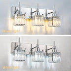 Luminaires de salle de bain Ora Modern en cristal à intensité variable sur miroir Glam Vanity Lights