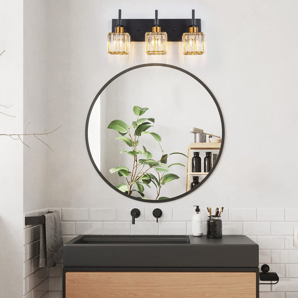 Luminaires de salle de bain Ora Modern en cristal à intensité variable sur miroir Glam Vanity Lights