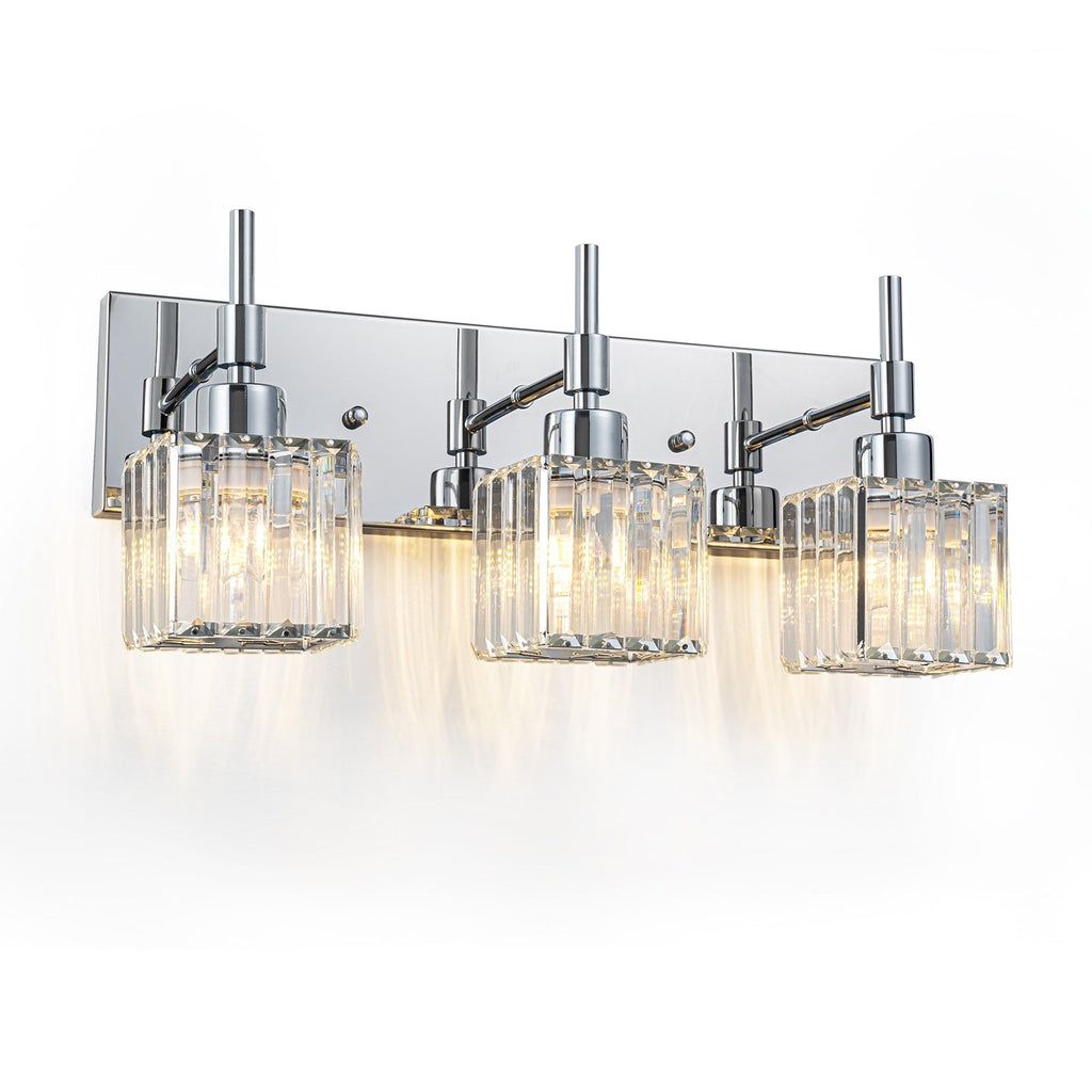 Luminaires de salle de bain Ora Modern en cristal à intensité variable sur miroir Glam Vanity Lights