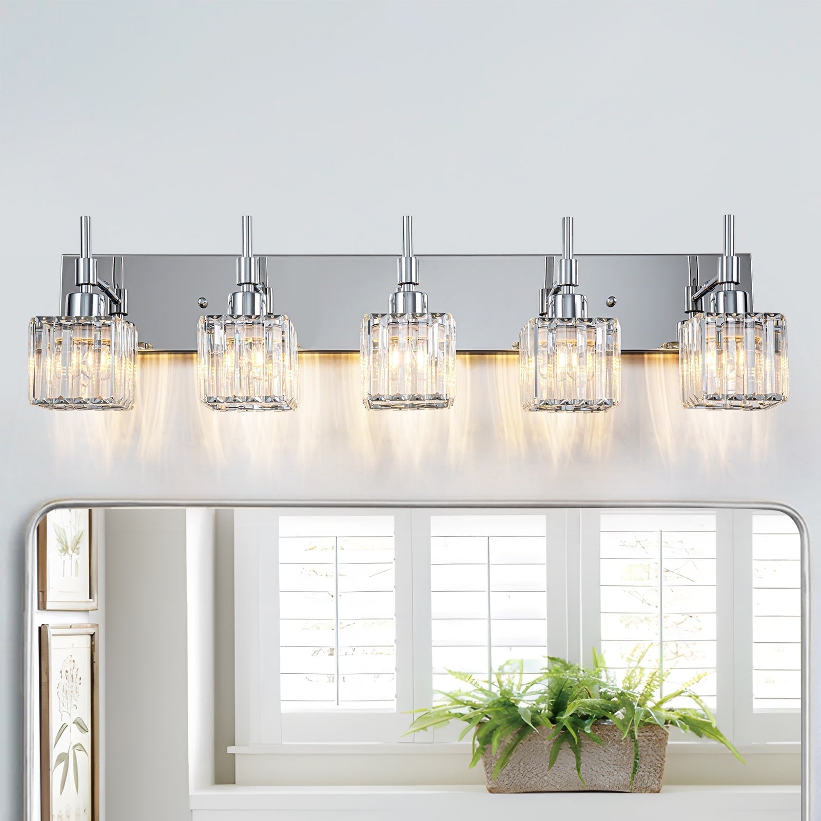 Luminaires de salle de bain Ora Modern en cristal à intensité variable sur miroir Glam Vanity Lights