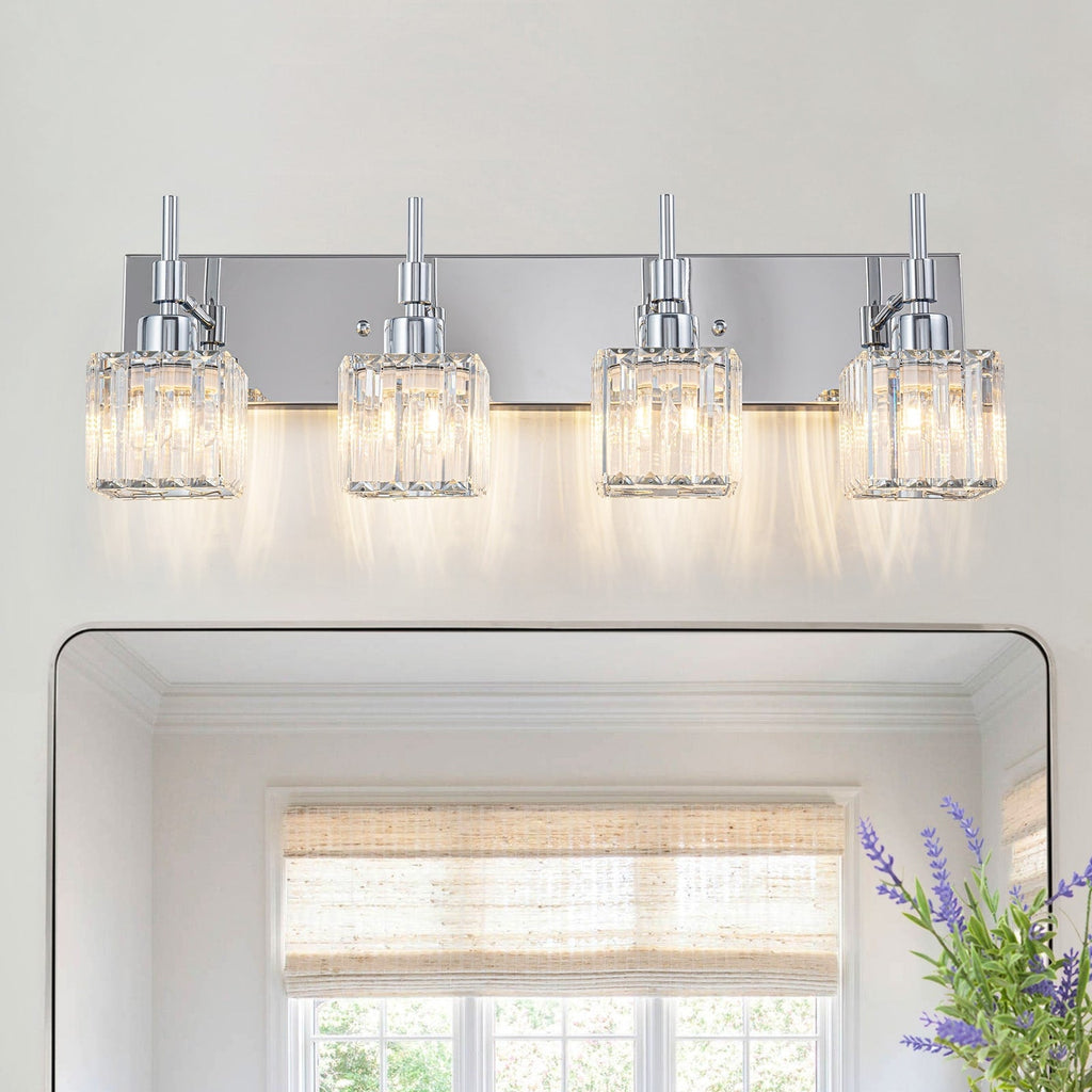 Luminaires de salle de bain Ora Modern en cristal à intensité variable sur miroir Glam Vanity Lights