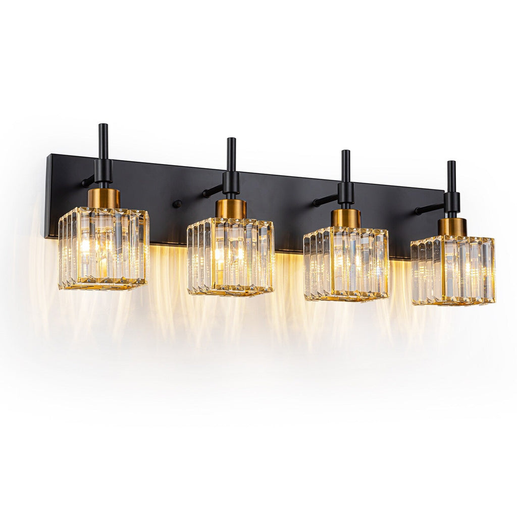 Luminaires de salle de bain Ora Modern en cristal à intensité variable sur miroir Glam Vanity Lights