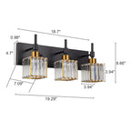 Luminaires de salle de bain Ora Modern en cristal à intensité variable sur miroir Glam Vanity Lights