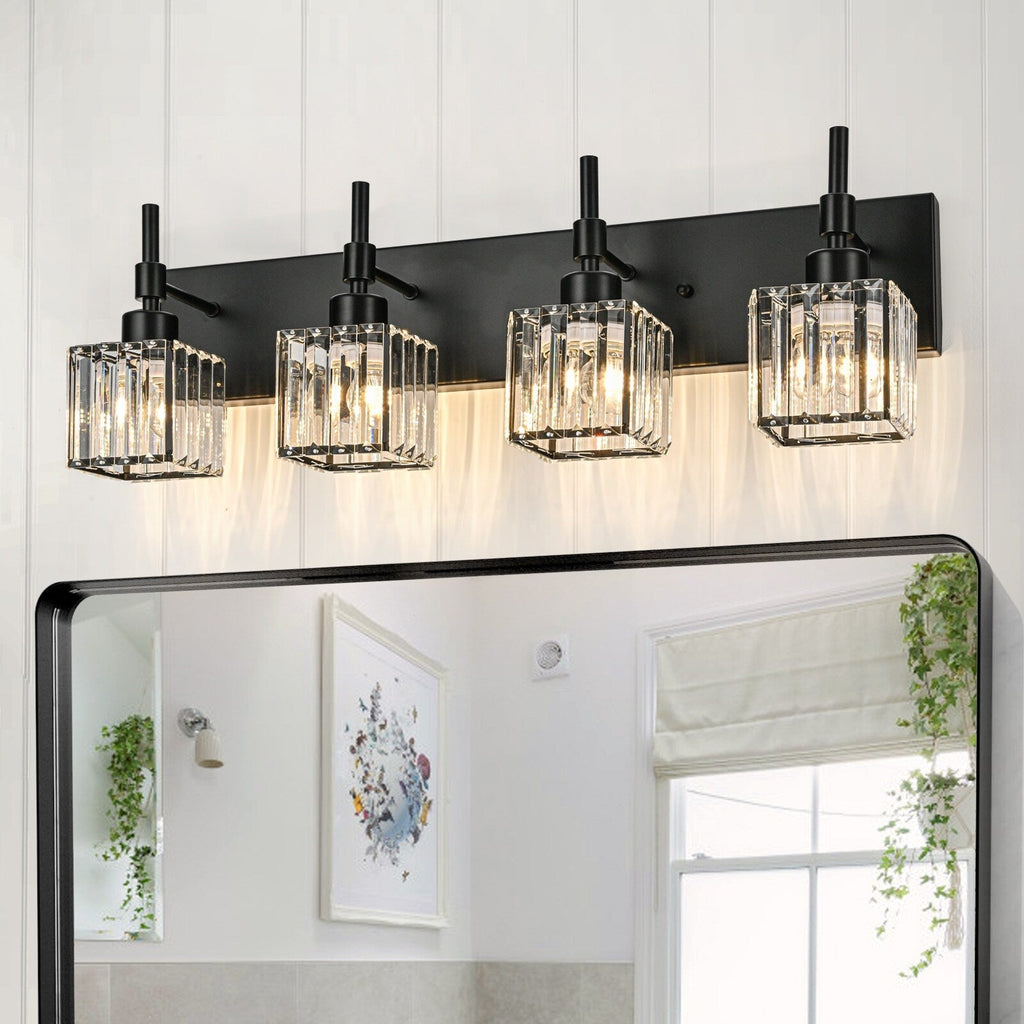 Luminaires de salle de bain Ora Modern en cristal à intensité variable sur miroir Glam Vanity Lights