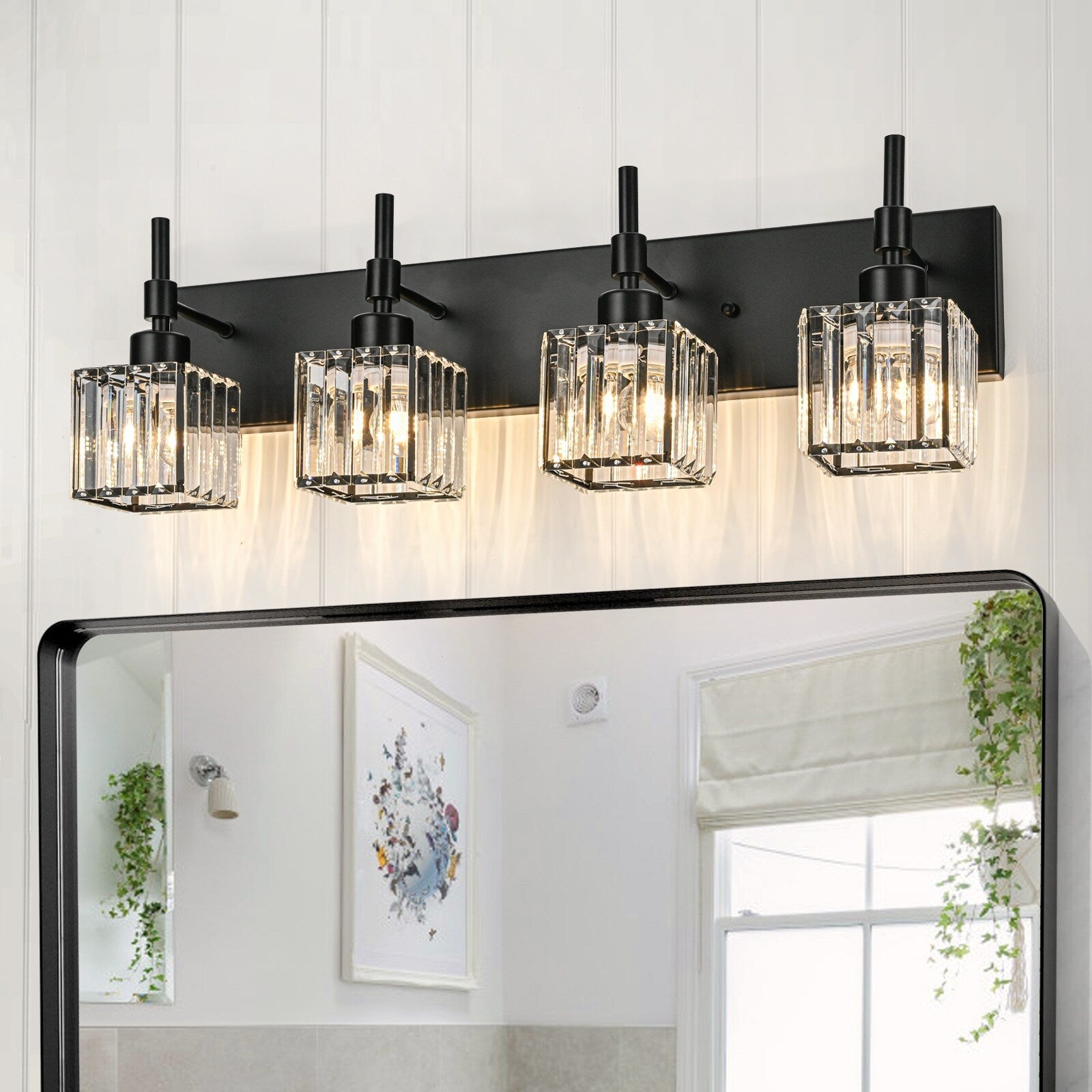 Luminaires de salle de bain Ora Modern en cristal à intensité variable sur miroir Glam Vanity Lights