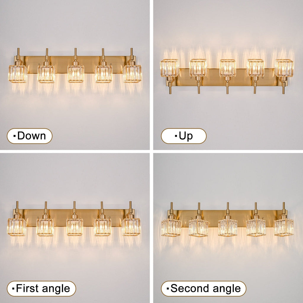 Luminaires de salle de bain Ora Modern en cristal à intensité variable sur miroir Glam Vanity Lights