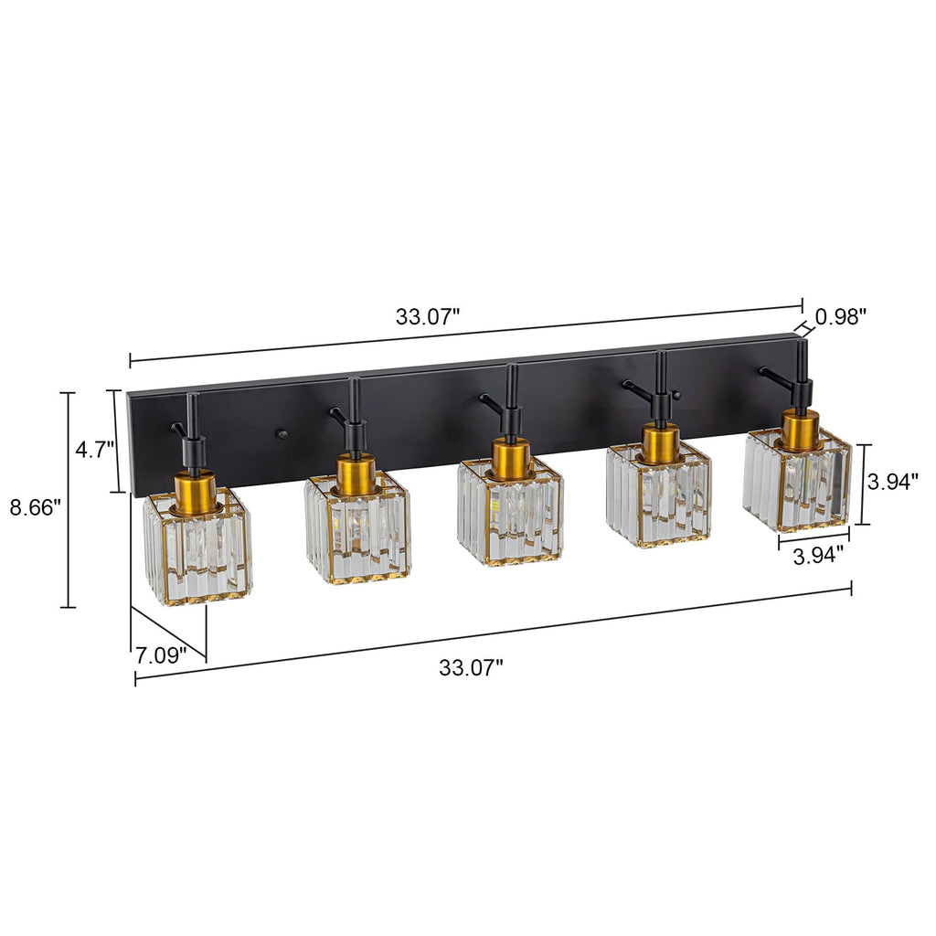 Luminaires de salle de bain Ora Modern en cristal à intensité variable sur miroir Glam Vanity Lights