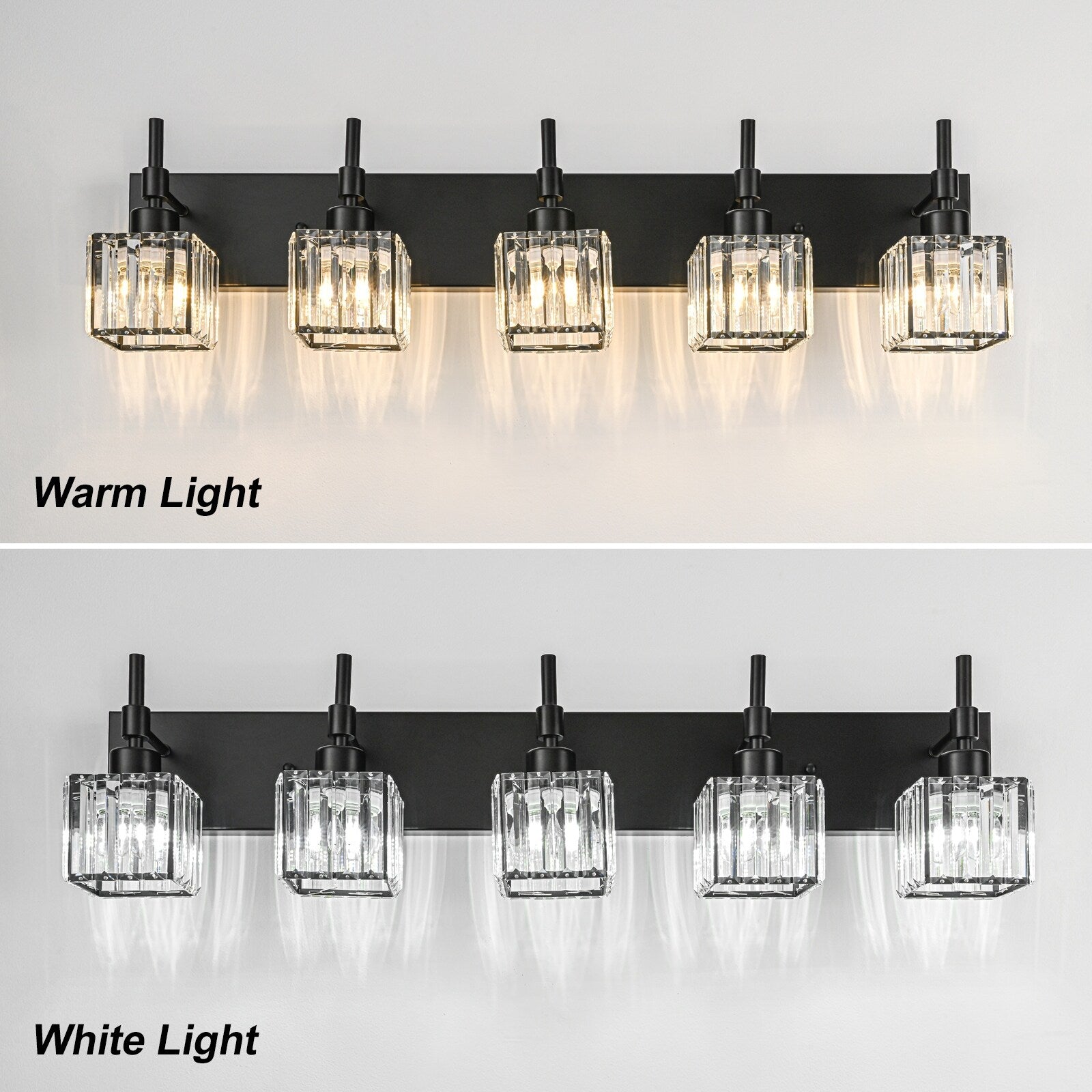 Luminaires de salle de bain Ora Modern en cristal à intensité variable sur miroir Glam Vanity Lights