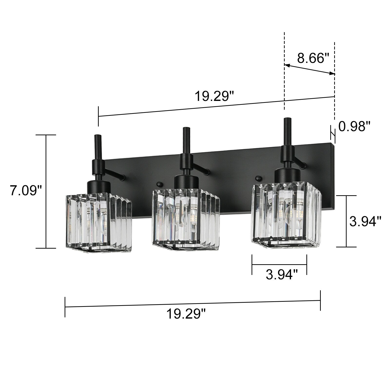 Luminaires de salle de bain Ora Modern en cristal à intensité variable sur miroir Glam Vanity Lights