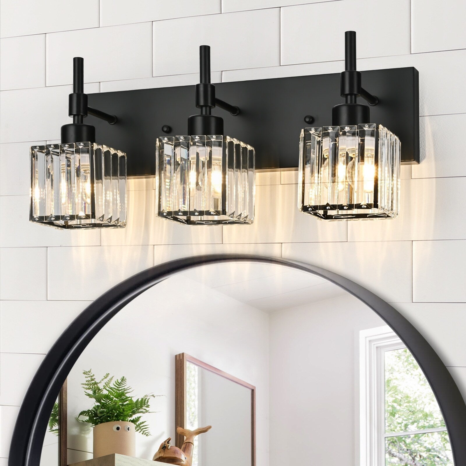 Luminaires de salle de bain Ora Modern en cristal à intensité variable sur miroir Glam Vanity Lights